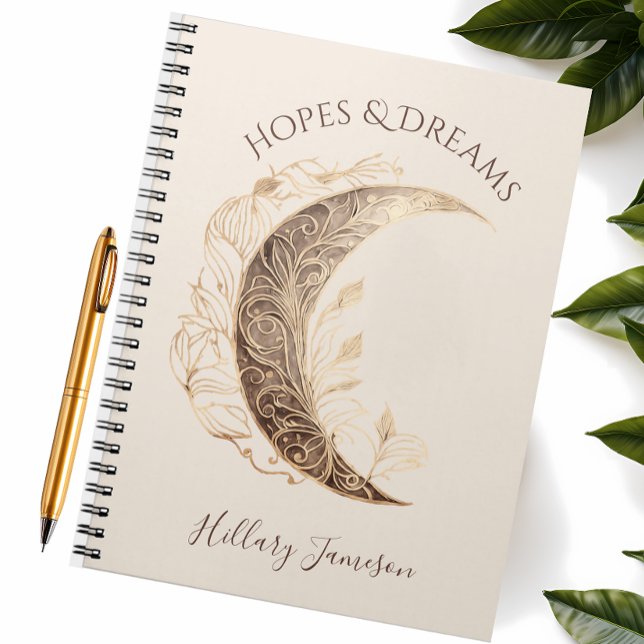 Caderno Espiral BOHO Moon espera e sonhos inspiradores (Criador carregado)