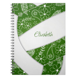 Caderno Espiral Boho penas paisagistas de vôlei branca verde
