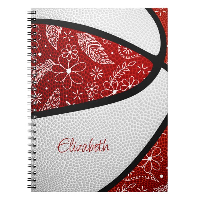 Caderno Espiral Boho penas paislies white basquetebol (Frente)