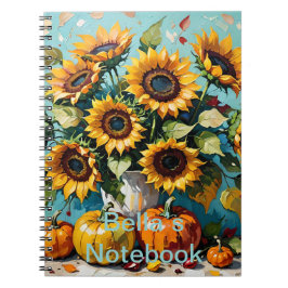Caderno Espiral Boho personalizável, girassóis boêmicos, girassol,