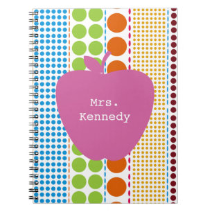 Caderno Espiral Boho pontilha o professor cor-de-rosa de Apple