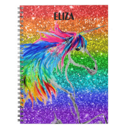 Caderno Espiral Boho Rainbow Cute Girls Glitter Unicorn Kids