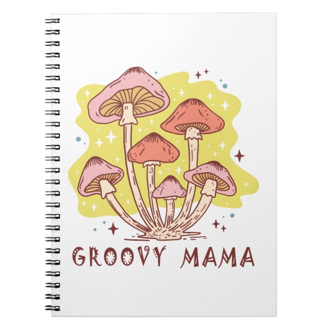Caderno Espiral Boho Retro Groovy Mama (Frente)