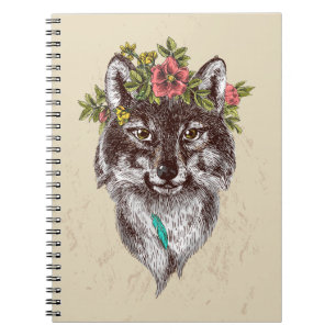 Caderno Espiral Boho Style Wolf Halo Retrato