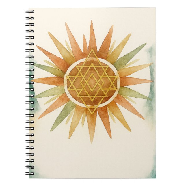 Caderno Espiral Boho Sunburst Watercolor Notebook – Personalized  (Frente)