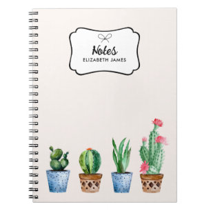 Caderno Espiral Boho Watercolor Potente Cactus & Succulents Person