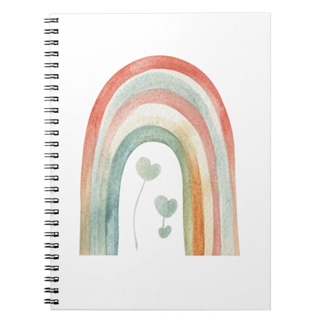 Caderno Espiral Boho Watercolor Rainbow (Frente)