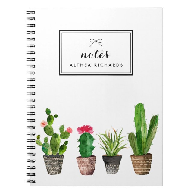 Caderno Espiral Boho Watercolor - Suculente Personalizado (Frente)