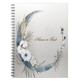 Caderno Espiral Boho White Orchid Flores Blue Moon Elegant