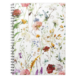 Caderno Espiral Boho Wildflower Watercolor Spring  Flower
