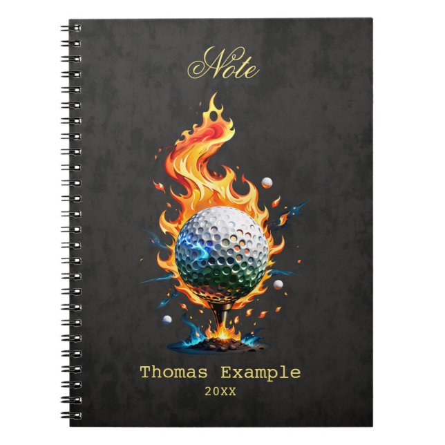 Caderno Espiral Bola branca-clara de golfe (Frente)