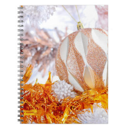 Caderno Espiral Bola Branca e Rosa de Natal