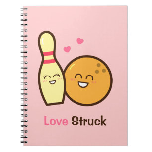 Caderno Espiral Bola de Boliche e Pino Enamorados Fofos e Divertid