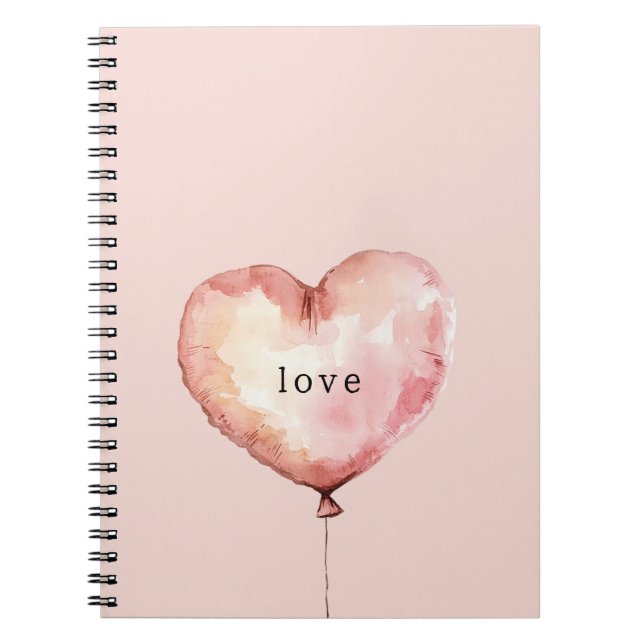 Caderno Espiral Bola de Coração Rosa Creme Amor (Frente)