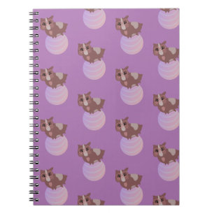 Caderno Espiral Bola de Exercícios de Fitness Roxa para Porquinho-