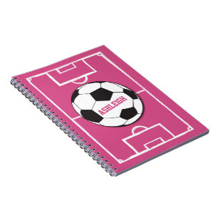Caderno Espiral Bola de futebol personalizada e rosa de campo