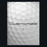 Caderno Espiral Bola de Golfe com Texto e Número Personalizados<br><div class="desc">Personalize esta imagem da bola de golfe com texto e número de sua escolha. Design único para o golfista casual para o profissional do Heart. Clássico e único,  isso certamente impressionará seus amigos de golfe no próximo torneio.</div>