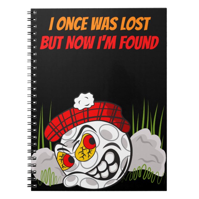 Caderno Espiral Bola de Golfe de Desenho Animado Oculta com Citaçã (Frente)