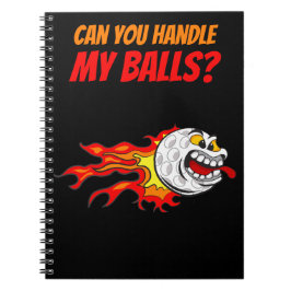 Caderno Espiral Bola de Golfe Voadora em Chamas com uma Citação, E