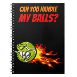 Caderno Espiral Bola de Tênis Voadora em Chamas com Citação Engraç