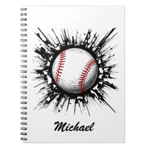 Caderno Espiral Bola Personalizada De Baseball A Partir Da Parede