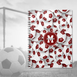 Caderno Espiral bolas de futebol marrom padrão esportes crianças