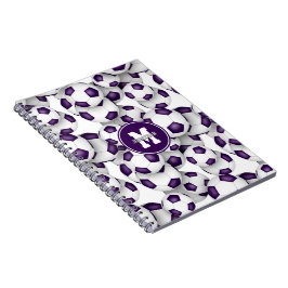 Caderno Espiral bolas de futebol roxas padrão esportes infantis
