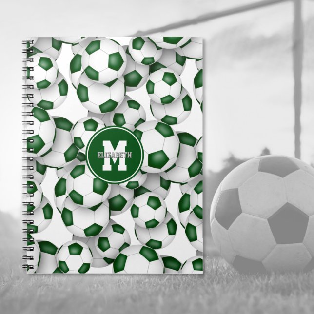 Caderno Espiral bolas de futebol verde padrão esportes infantis (Criador carregado)