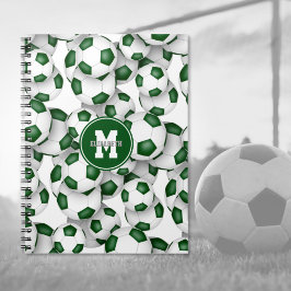 Caderno Espiral bolas de futebol verdes padrão esportes para crian