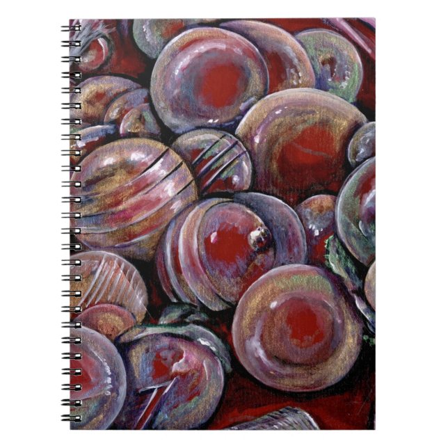 Caderno Espiral Bolas de Natal Vermelhas (Frente)