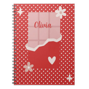 Caderno Espiral Bold Red Heart Love Design - Perfeito para Gi Pers
