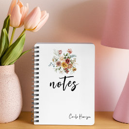 Caderno Espiral Bold Vintage Florals Red & Dourado Peonies