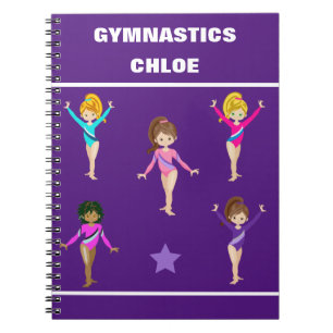 CADERNO ESPIRAL BOLETO GIMNÁSTICO COM 5 GIMNASTS PERSONALIZADOS