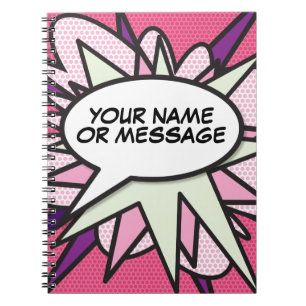 Caderno Espiral Bolha de Fala da Sua Mensagem Rosa Quadrinho