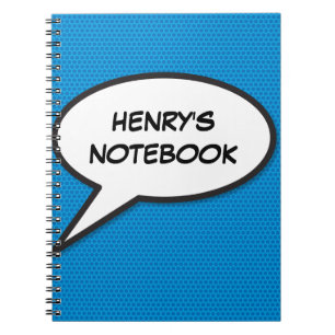 Caderno Espiral Bolha de Fala de Nome Personalizado Quadrinho Retr