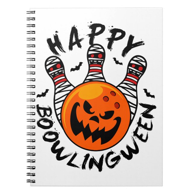 Caderno Espiral Boliche Halloween Bowler Happy Bowlingentre (Frente)