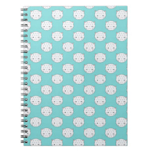 Caderno Espiral Bolinha de Gato Branco Cara sobre Azul Turquesa