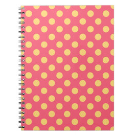 Caderno Espiral Bolinhas amarelas no coral
