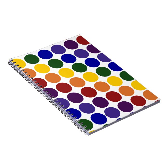 Caderno Espiral Bolinhas arco-íris em branco (Lado Direito)