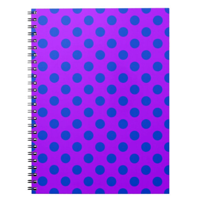 Caderno Espiral Bolinhas azuis em roxo (Frente)