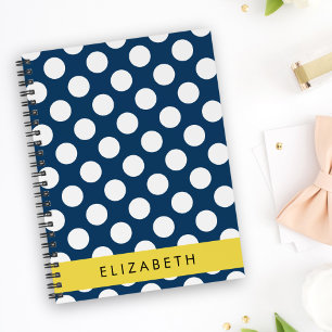 Caderno Espiral Bolinhas Azuis marinho, Padrão de Bolinhas, Seu No