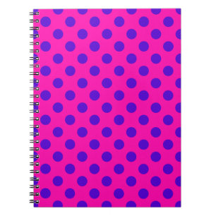 Caderno Espiral Bolinhas azuis no fúcsia
