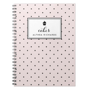 Caderno Espiral Bolinhas Blush Bloco de Notas de Receita Baking