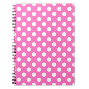 Caderno Espiral bolinhas brancas a rosa
