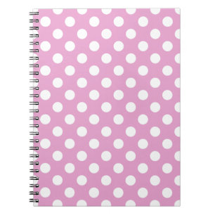 Caderno Espiral bolinhas brancas a rosa pálido