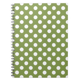 Caderno Espiral Bolinhas brancas de verde-oliva