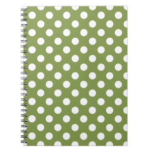 Caderno Espiral Bolinhas brancas de verde-oliva