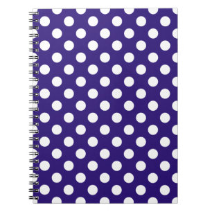 Caderno Espiral bolinhas brancas em azul escuro