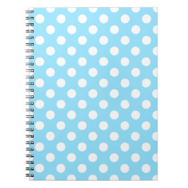 Caderno Espiral Bolinhas brancas em azul pálido