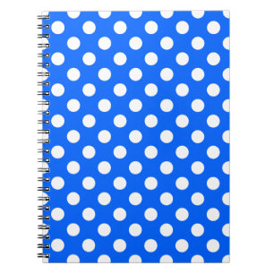 Caderno Espiral bolinhas brancas em azul real